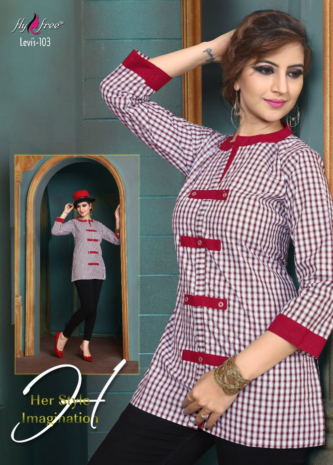 FlyFree Levis Designer Casual Wear Cotton Printed Kurtis Collection